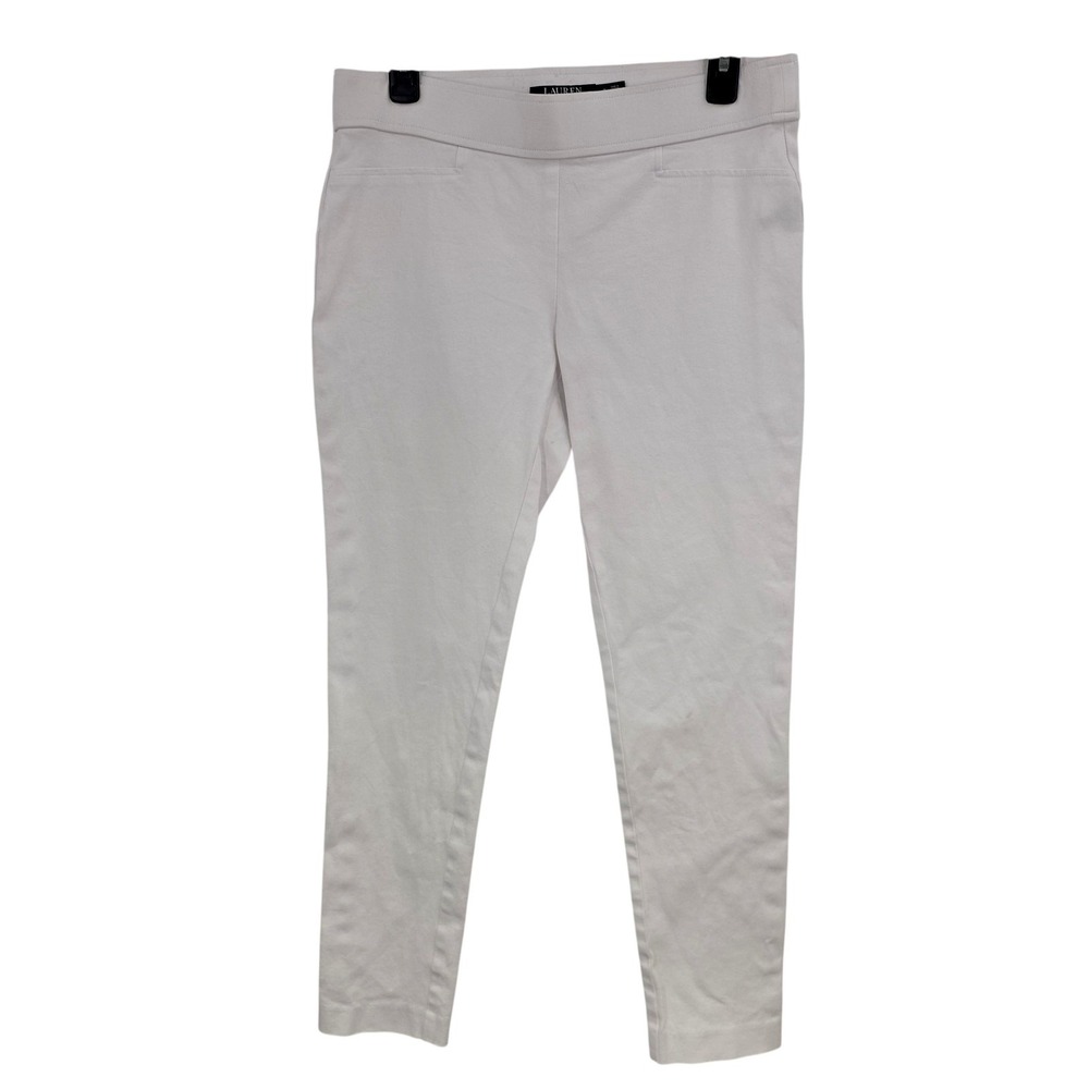 Lauren Ralph Lauren Pants Women 8 White Ankle Skinny‎ Pull On Stretch Twill